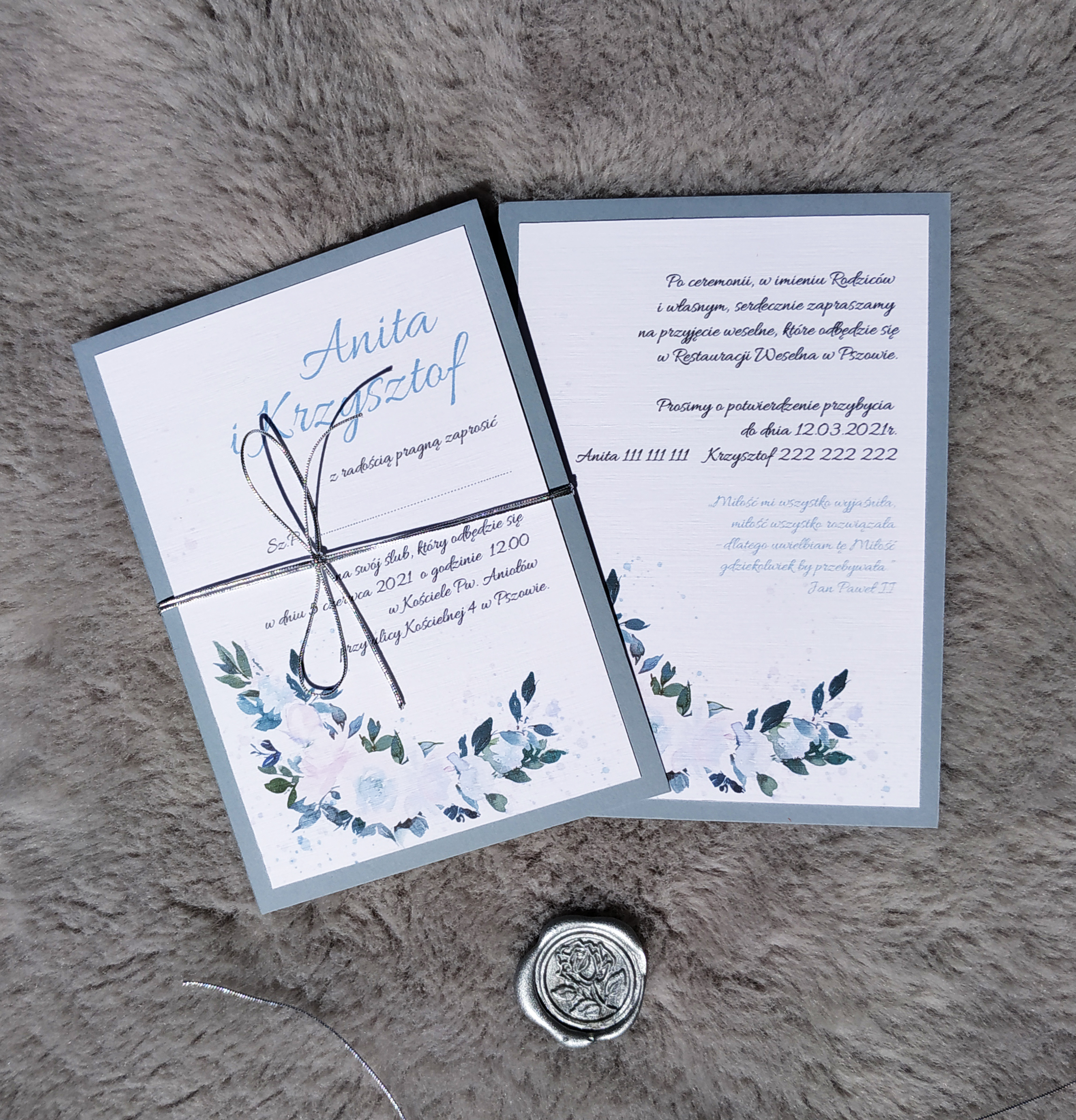 Zaproszenie Dusty blue