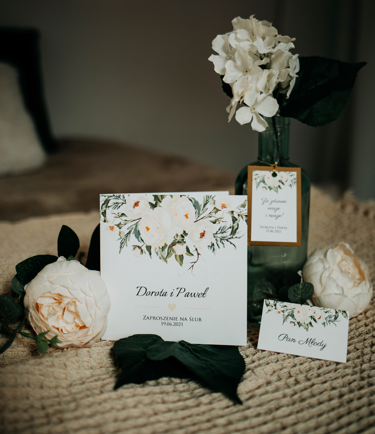 Zaproszenie Białe piwonie